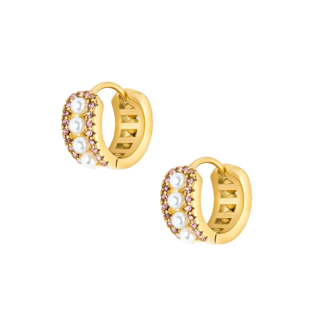 Urbanti Stainless Steel Anshi Pearl Hoop Earrings Gold