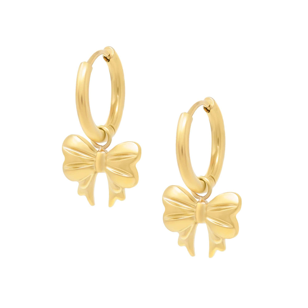 Urbanti Stainless Steel Rosella Bow Hoop Earrings Gold