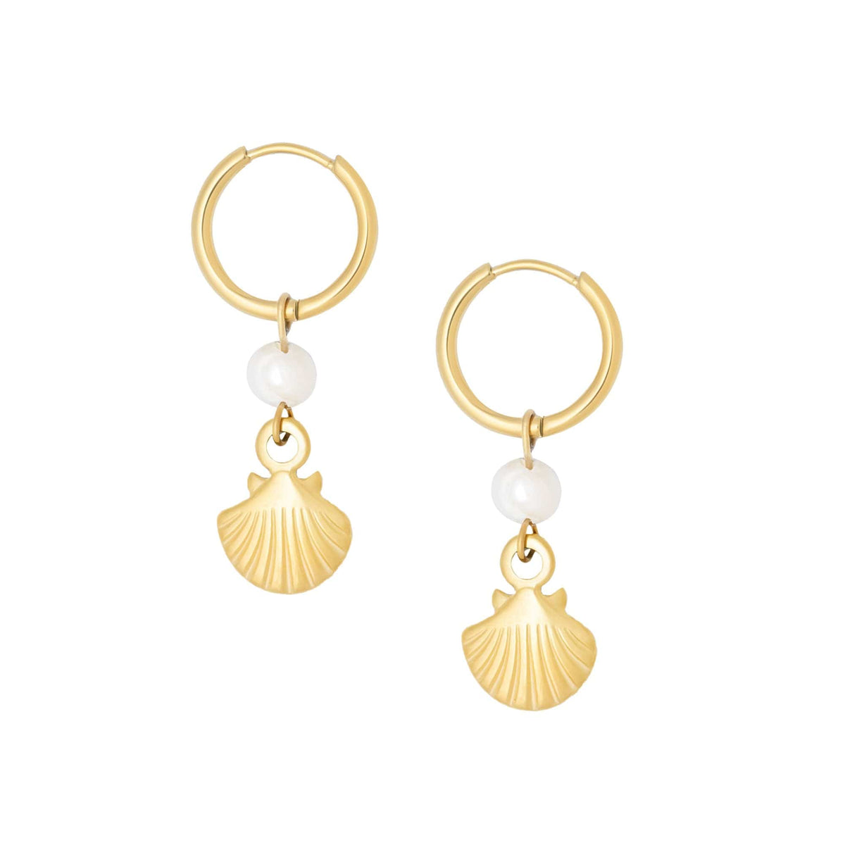 Urbanti Stainless Steel Dory Pearl Hoop Earrings