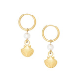Urbanti Stainless Steel Dory Pearl Hoop Earrings