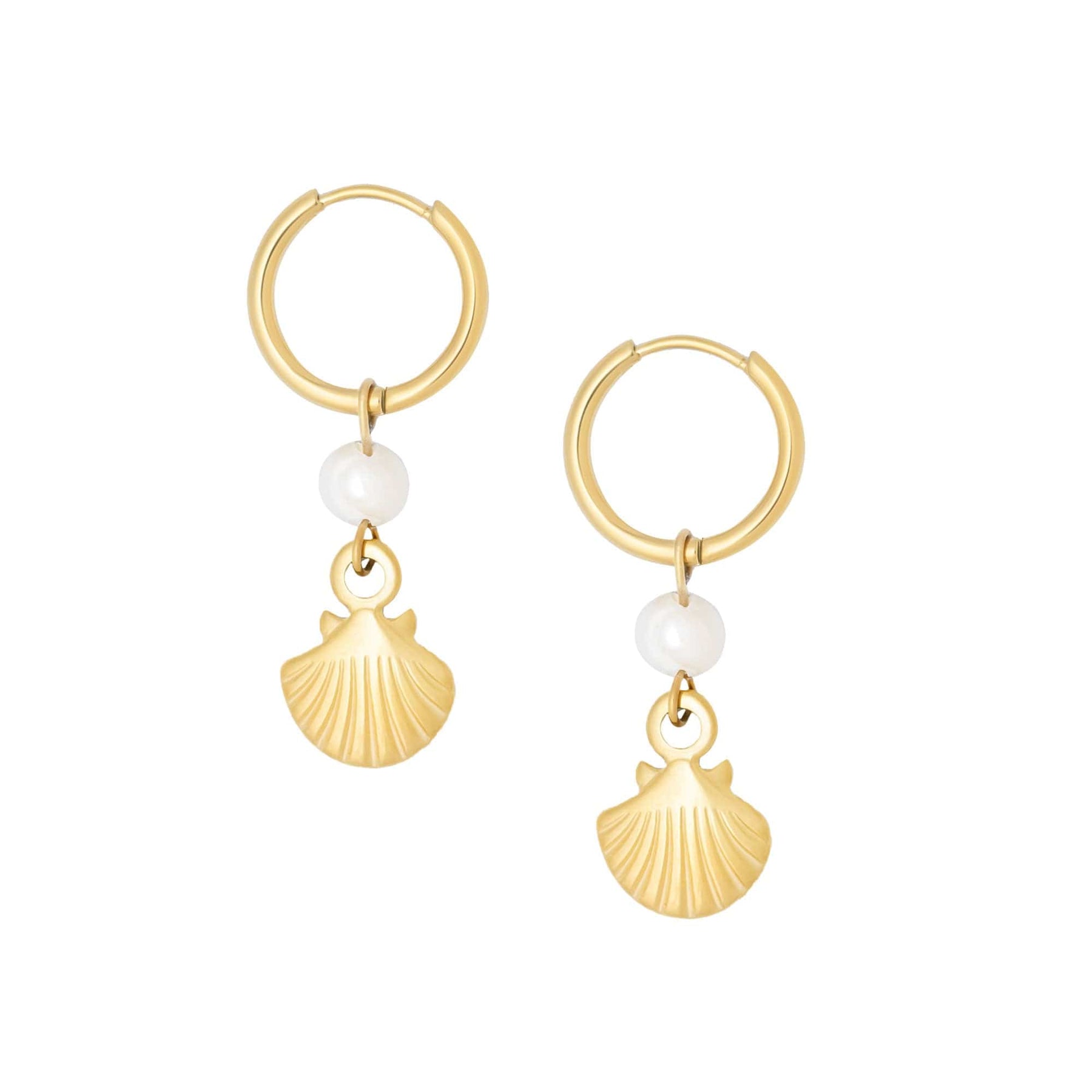 Urbanti Stainless Steel Dory Pearl Hoop Earrings