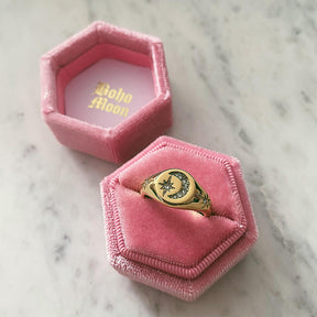 Urbanti Stainless Steel Urbanti Velvet Single Ring Box Hexagon