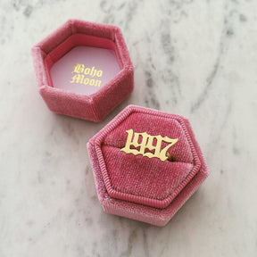 Urbanti Stainless Steel Urbanti Velvet Single Ring Box Hexagon