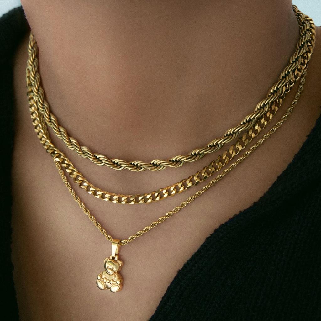 Urbanti Stainless Steel Mini Teddy Necklace Gold