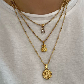 Urbanti Stainless Steel Mini Teddy Necklace Gold